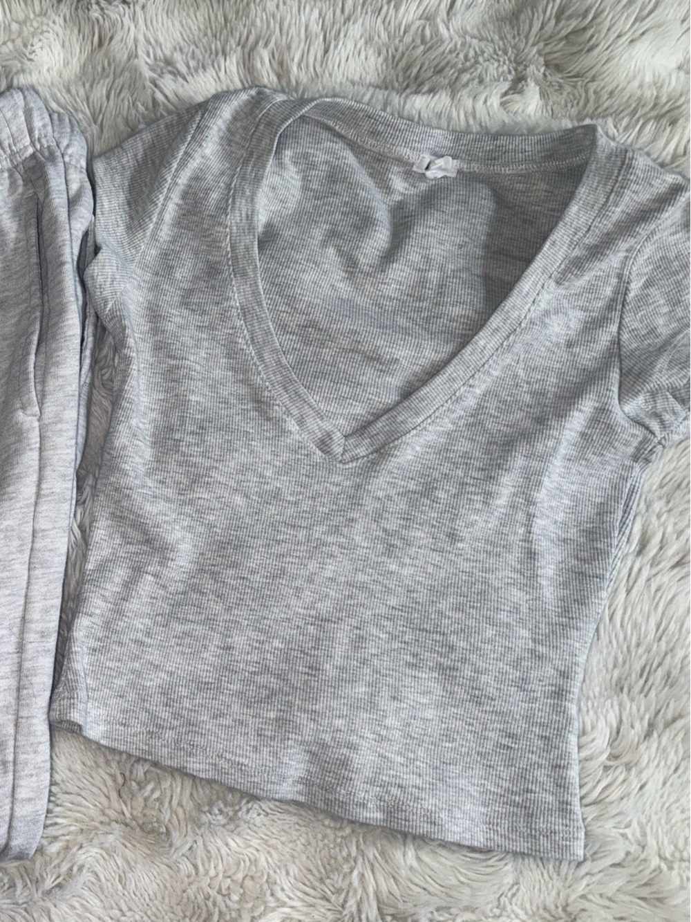 Garage grey ribbed cropped top